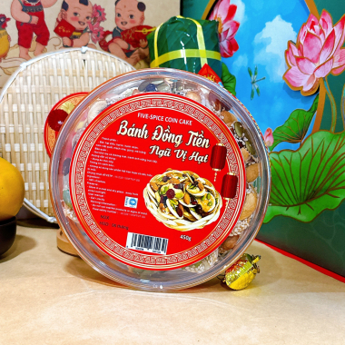 Bánh Đồng Tiền Ngũ Vị Hạt 450g - Hộp Tròn A15