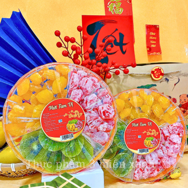 SET Mứt Tam Vị 450g - Hộp Sun Khía 3 Ngăn
