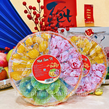 SET Mứt Tam Vị 450g - Hộp Sun Khía 3 Ngăn