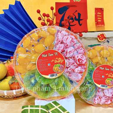 SET Mứt Tam Vị 450g - Hộp Sun Khía 3 Ngăn