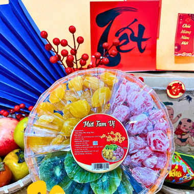 SET Mứt Tam Vị 450g - Hộp Sun Khía 3 Ngăn