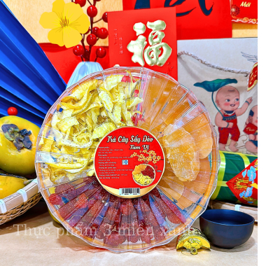 SET Trái Cây Sấy Dẻo Tam Vị 300g - Hộp Sun Khía 3 Ngăn