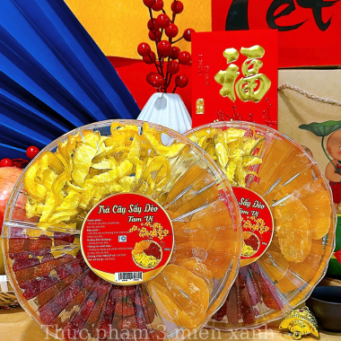 SET Trái Cây Sấy Dẻo Tam Vị 300g - Hộp Sun Khía 3 Ngăn